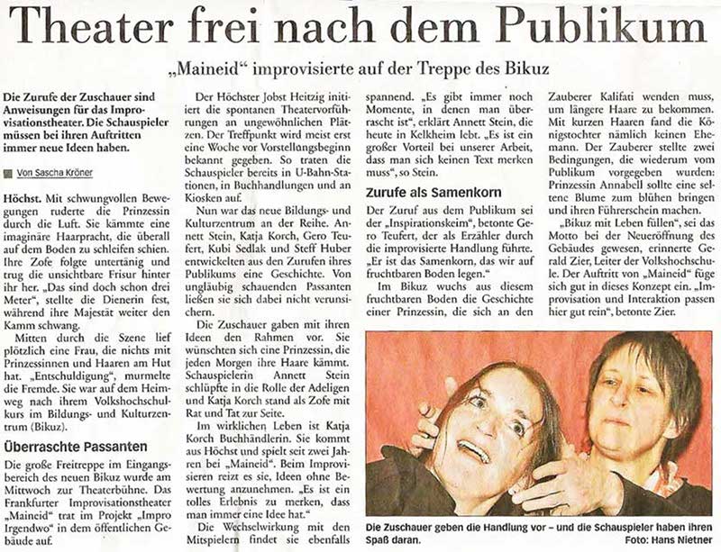 Maineid im Höchster Kreisblatt vom 30.10.2009